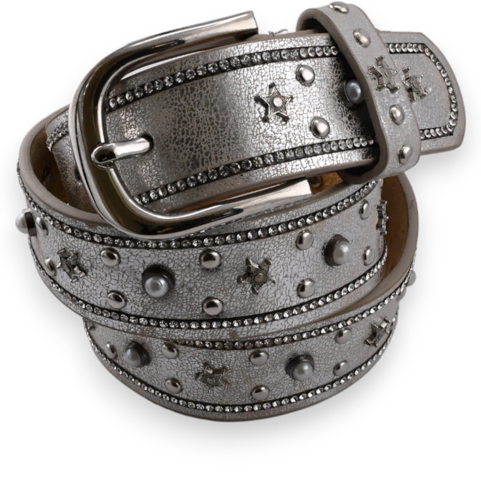 Ceinture cloutée étoile femme argenté
