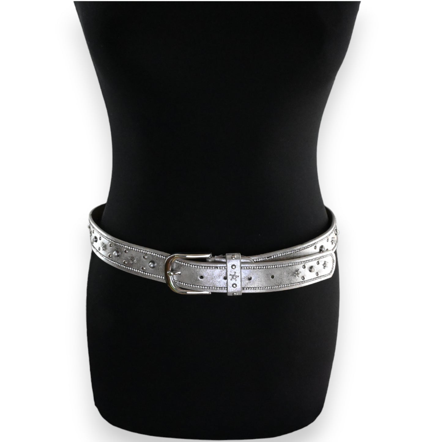 Ceinture cloutée étoile femme argenté