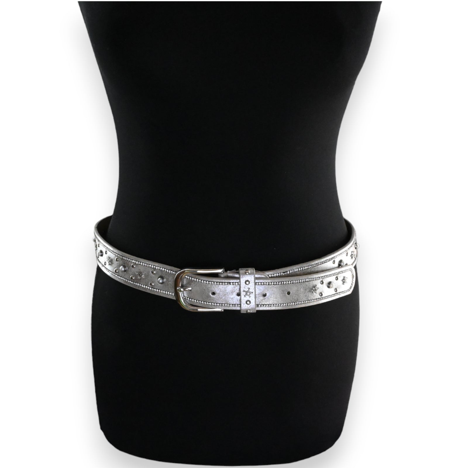 Ceinture cloutée étoile femme argenté