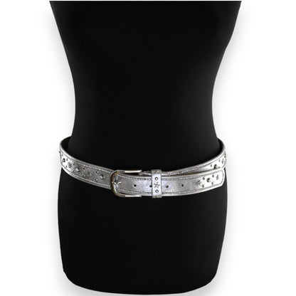 Ceinture cloutée étoile femme argenté
