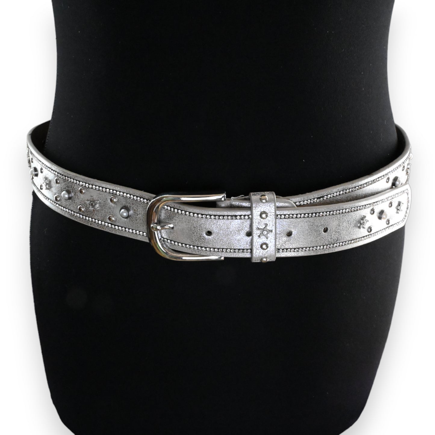Ceinture cloutée étoile femme argenté