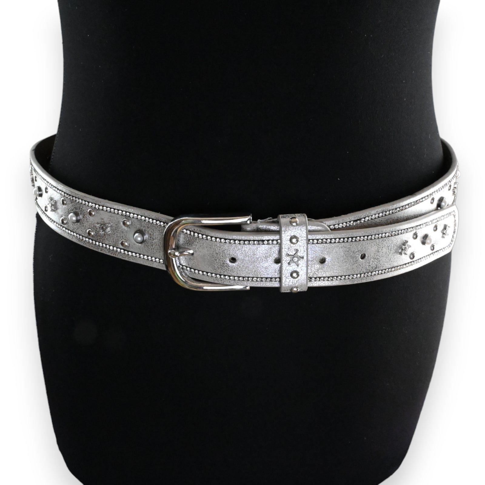 Ceinture cloutée étoile femme argenté