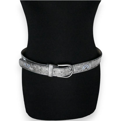Ceinture cloutée femme argenté vieilli