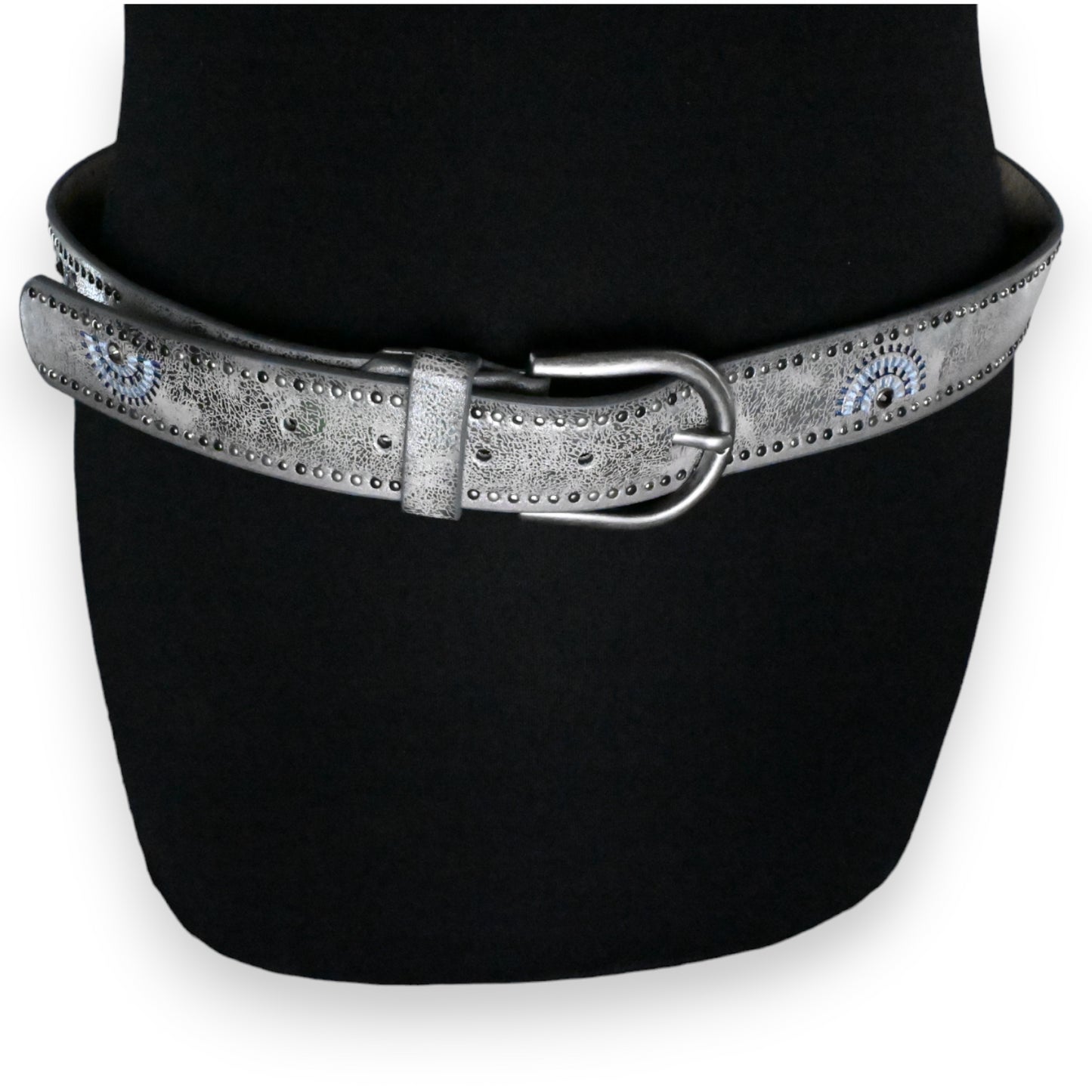 Ceinture cloutée femme argenté vieilli