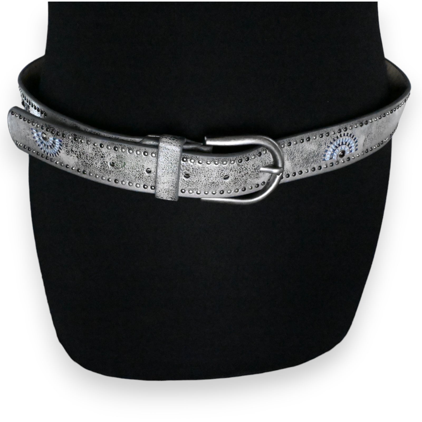 Ceinture cloutée femme argenté vieilli