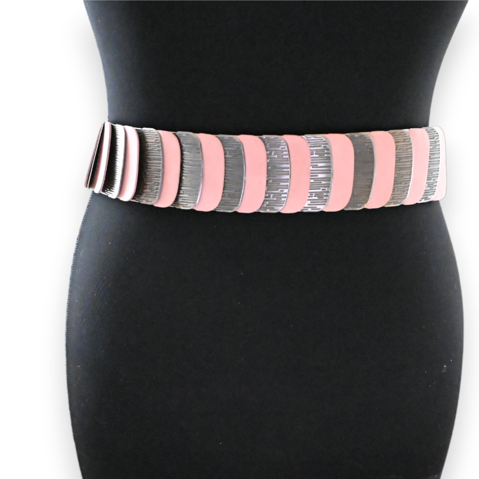 Ceinture fantaisie élastique femme accordéon vieux rose