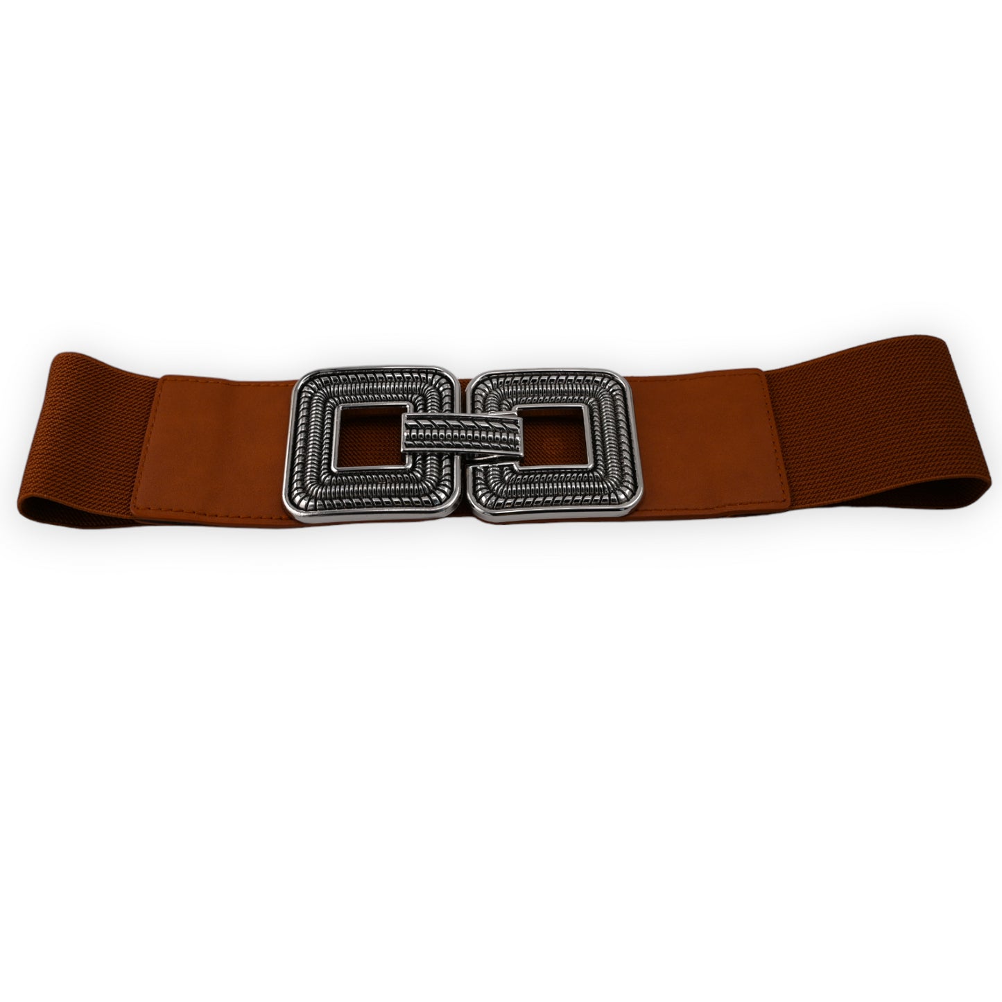 Ceinture fantaisie élastique femme camel boucle carrée