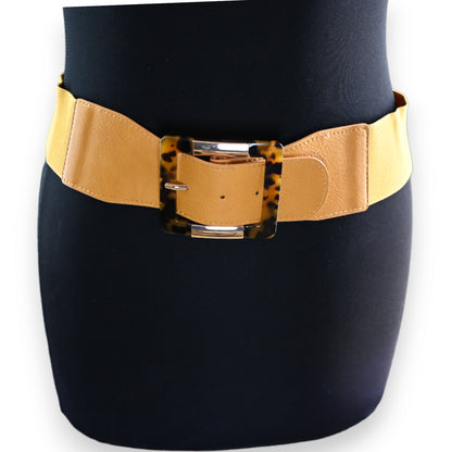 Ceinture fantaisie élastique femme moutarde boucle léopard