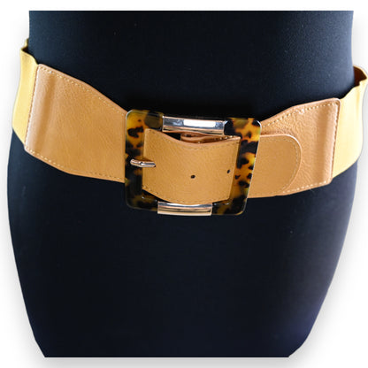 Ceinture fantaisie élastique femme moutarde boucle léopard