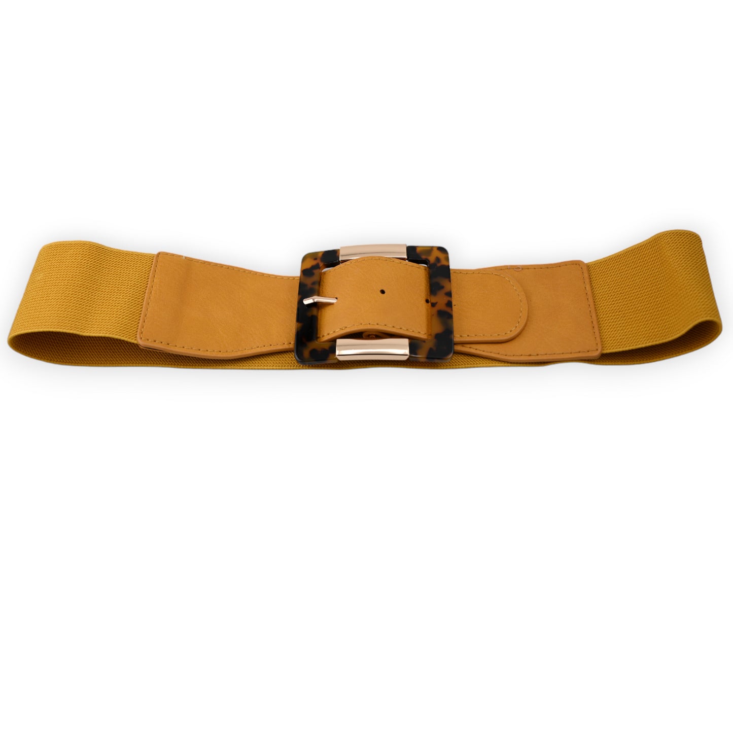 Ceinture fantaisie élastique femme moutarde boucle léopard