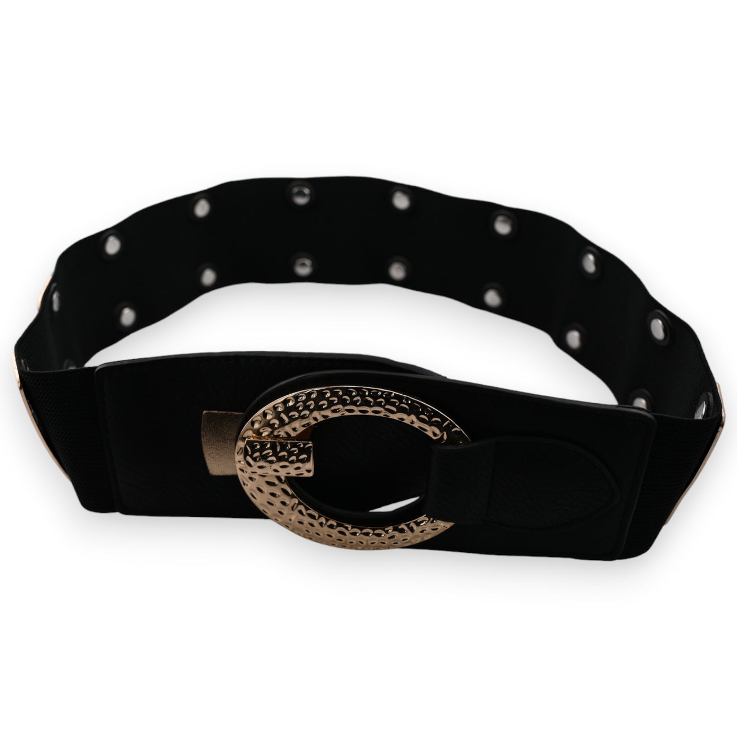Ceinture fantaisie élastique femme noire et dorée
