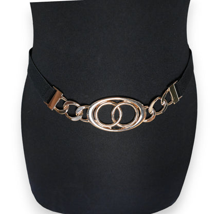 Ceinture fantaisie femme élastique boucle dorée