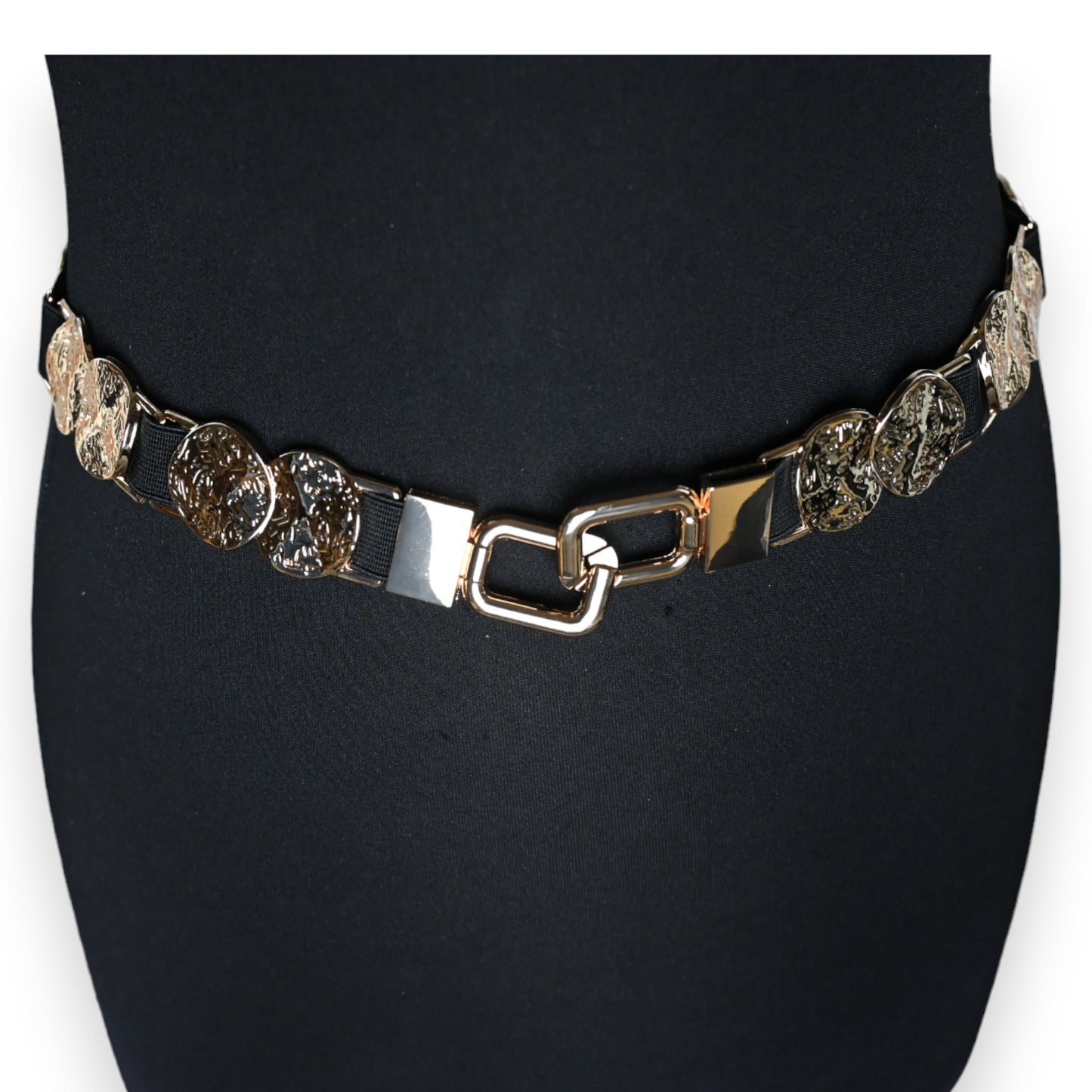 Ceinture fantaisie femme élastique pièces dorées