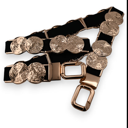Ceinture fantaisie femme élastique pièces dorées