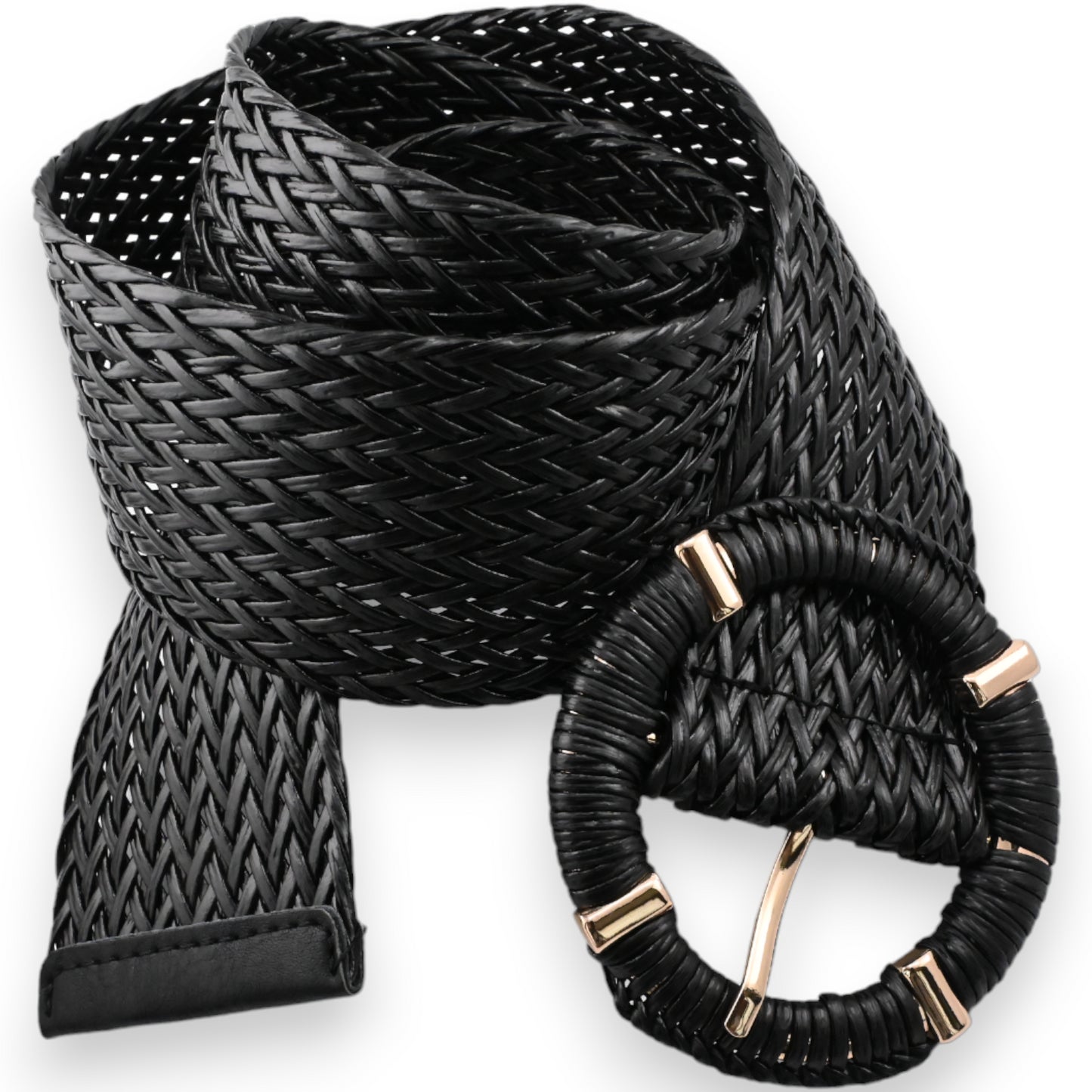 Ceinture fantaisie plastique tressée noire