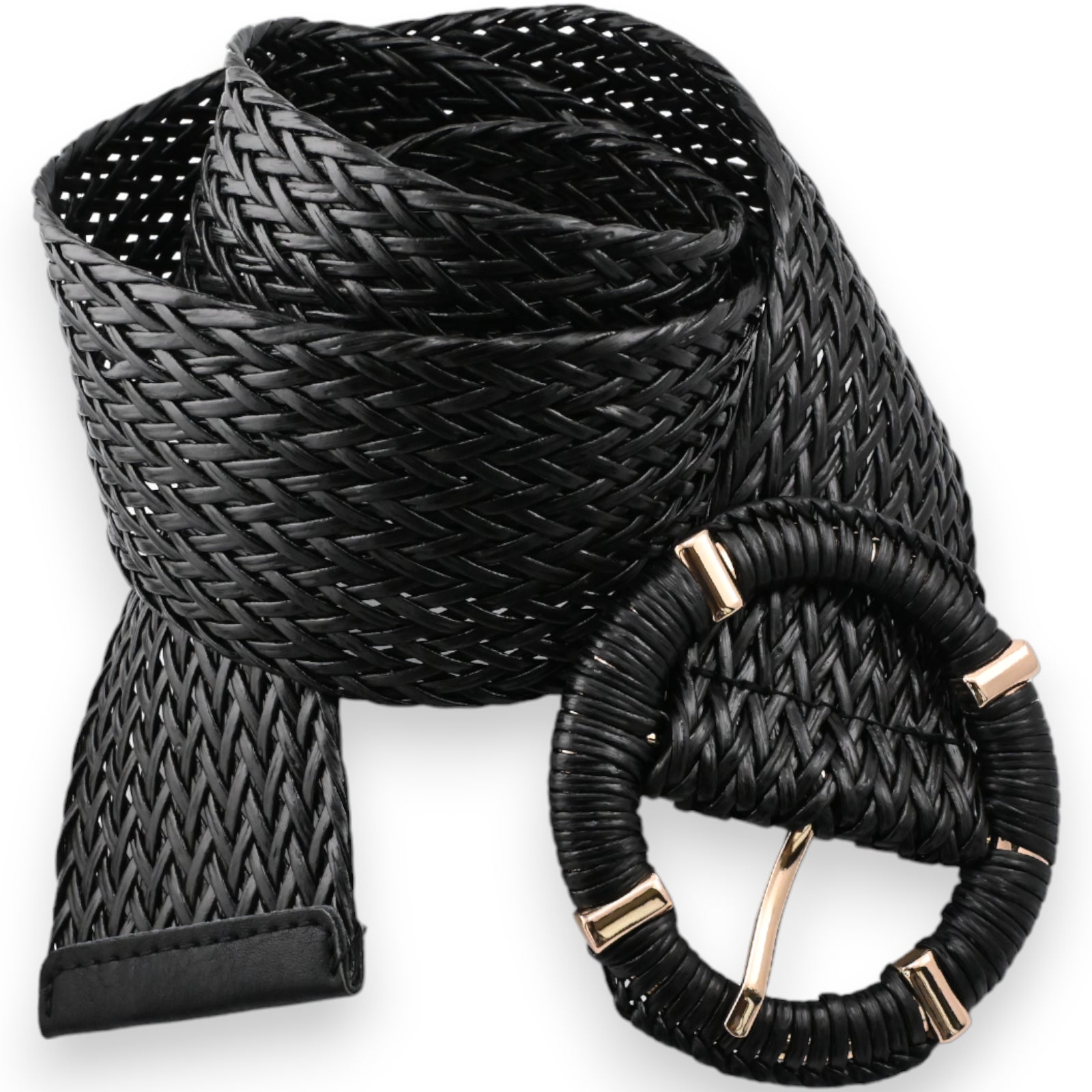Ceinture fantaisie plastique tressée noire