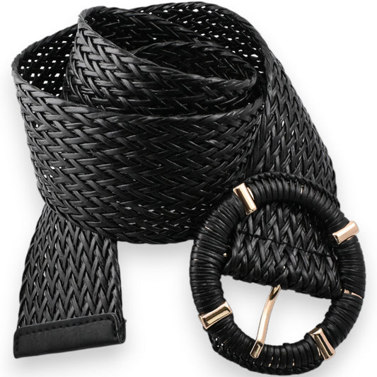 Ceinture fantaisie plastique tressée noire