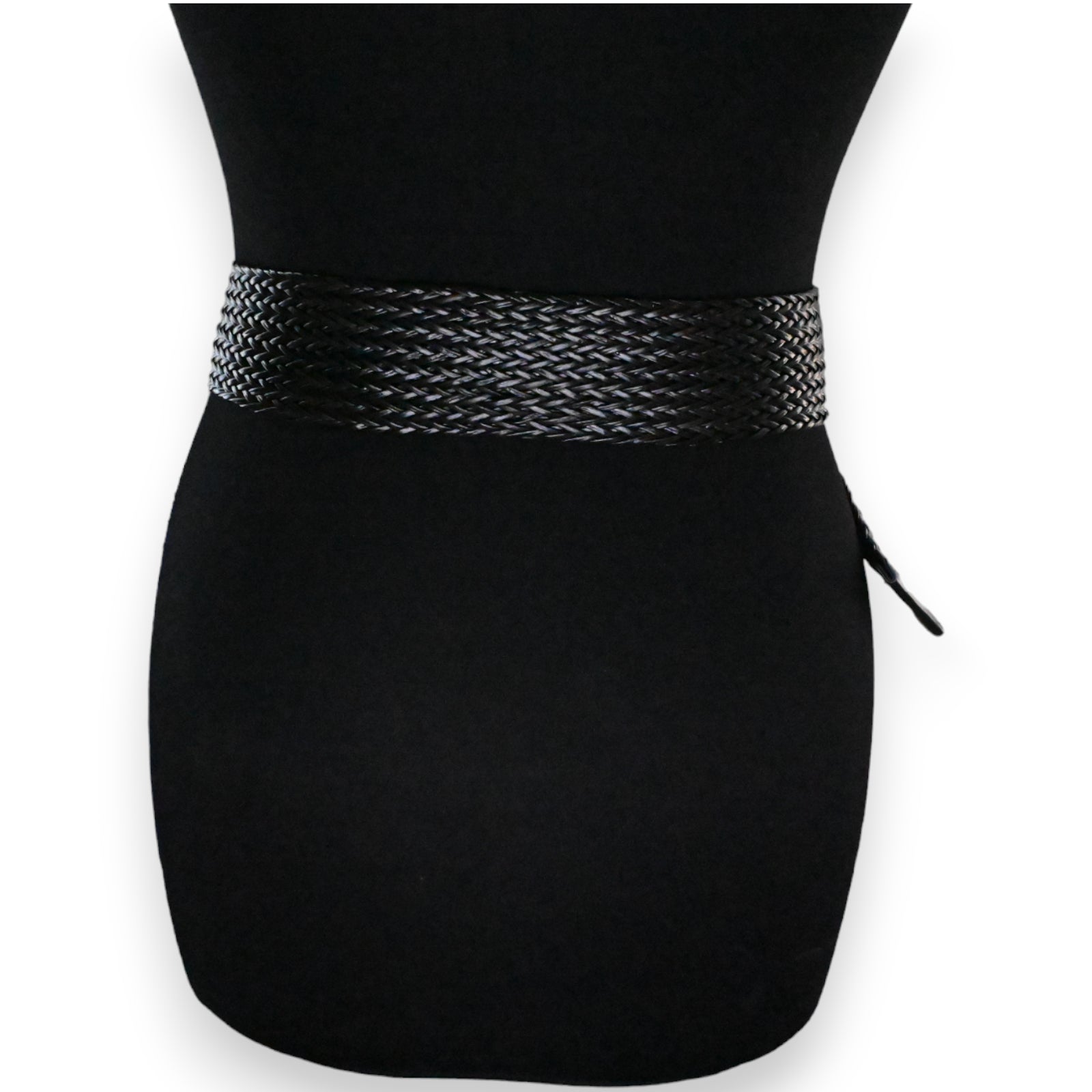 Ceinture fantaisie plastique tressée noire