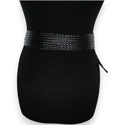 Ceinture fantaisie plastique tressée noire