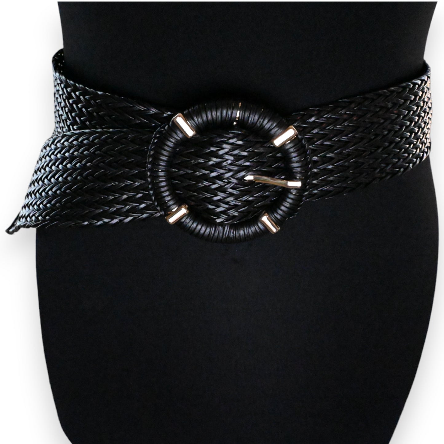 Ceinture fantaisie plastique tressée noire
