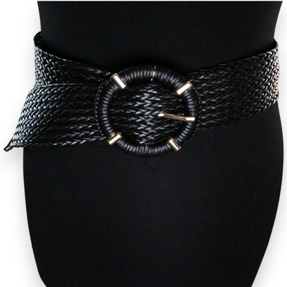 Ceinture fantaisie plastique tressée noire