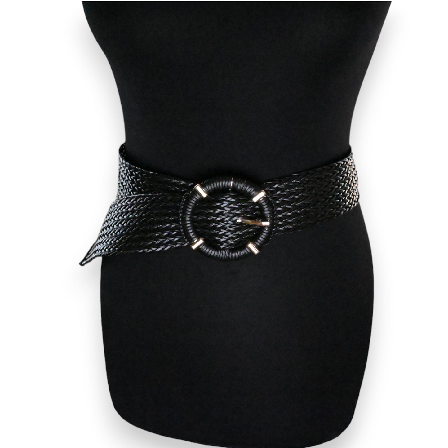 Ceinture fantaisie plastique tressée noire