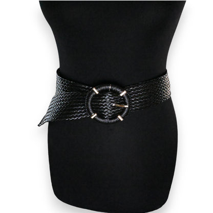Ceinture fantaisie plastique tressée noire