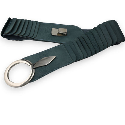 Ceinture synthétique élastique accordéon Bleu jeans