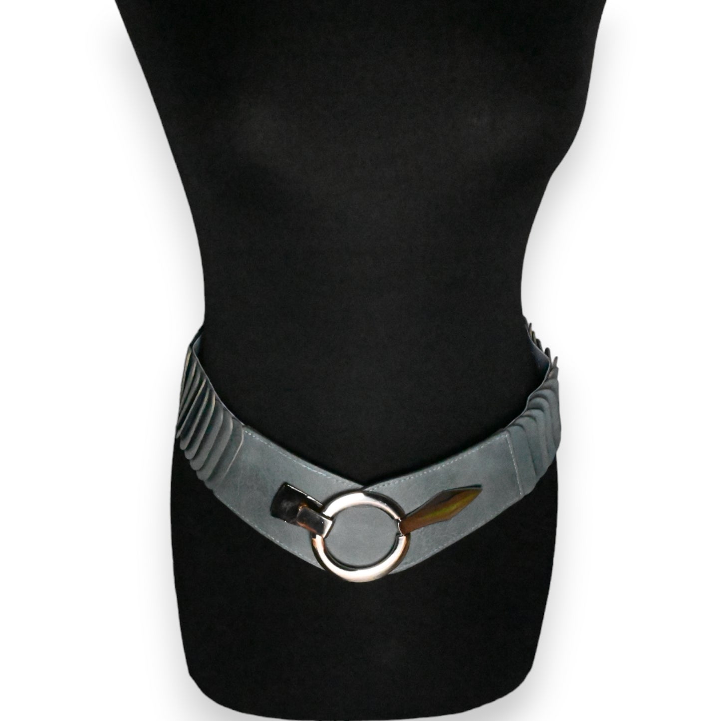 Ceinture synthétique élastique accordéon Bleu jeans