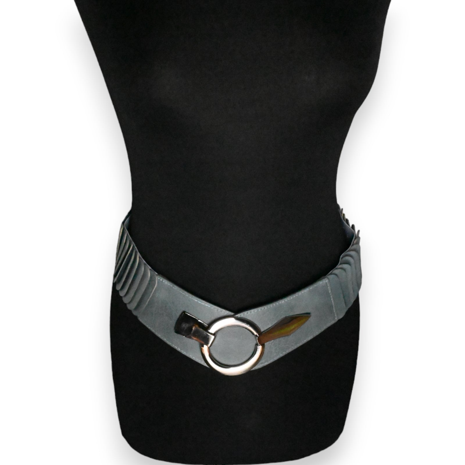 Ceinture synthétique élastique accordéon Bleu jeans