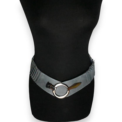Ceinture synthétique élastique accordéon Bleu jeans
