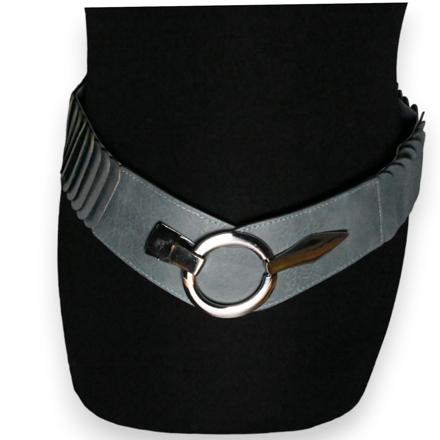 Ceinture synthétique élastique accordéon Bleu jeans