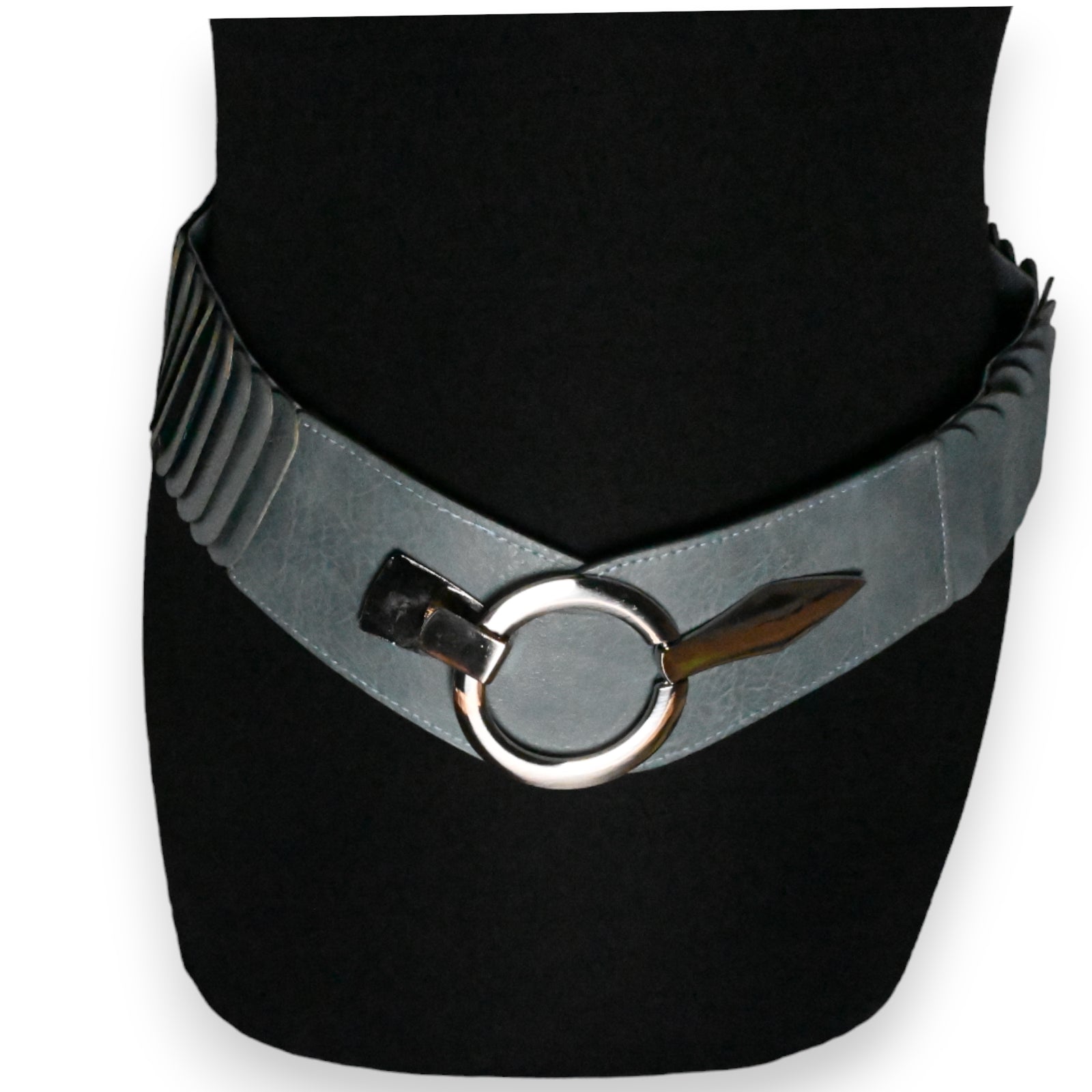 Ceinture synthétique élastique accordéon Bleu jeans