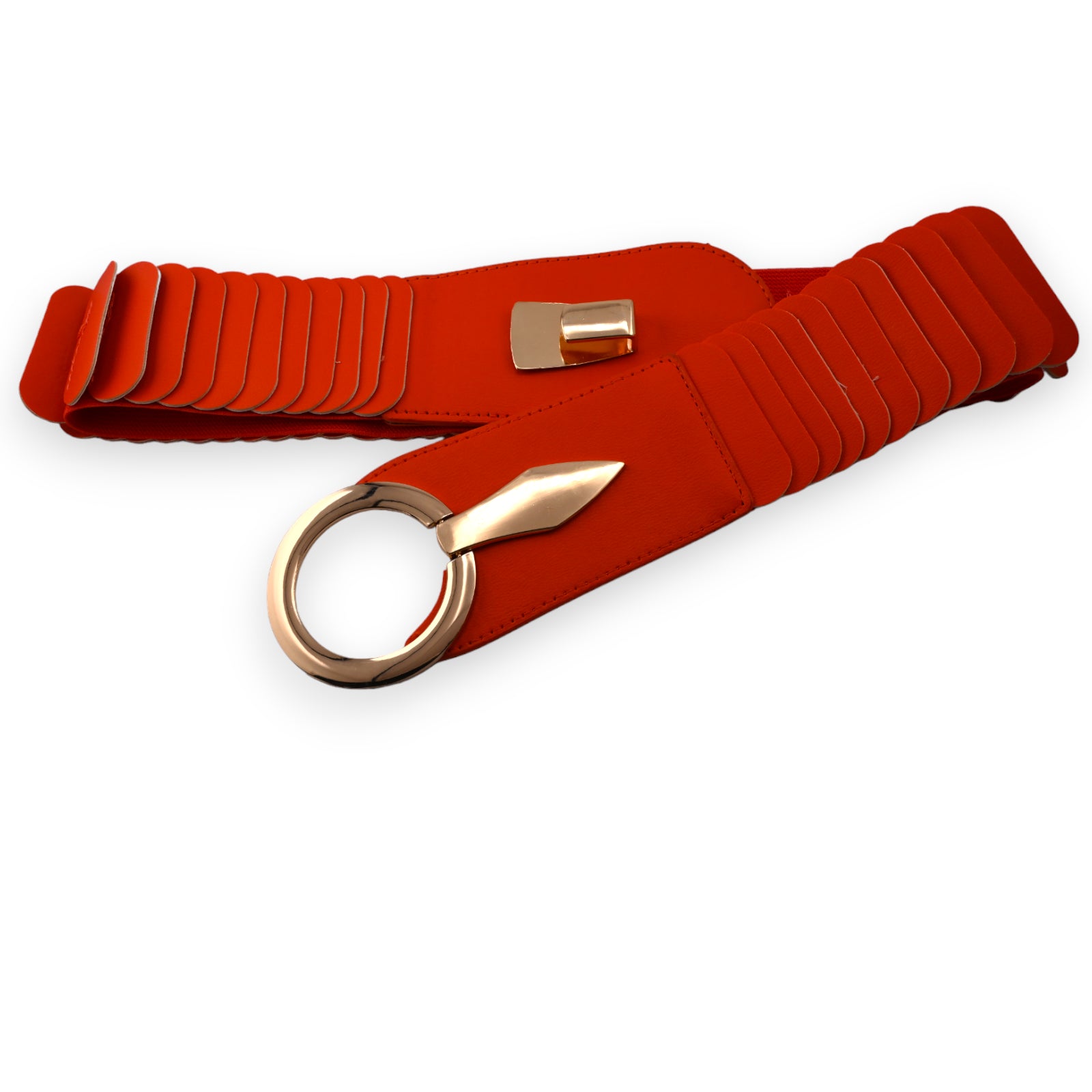 Ceinture synthétique élastique accordéon Orange vif