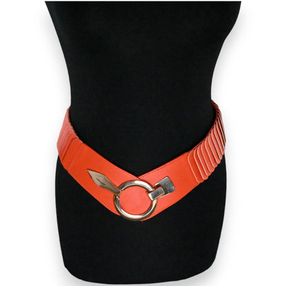 Ceinture synthétique élastique accordéon Orange vif