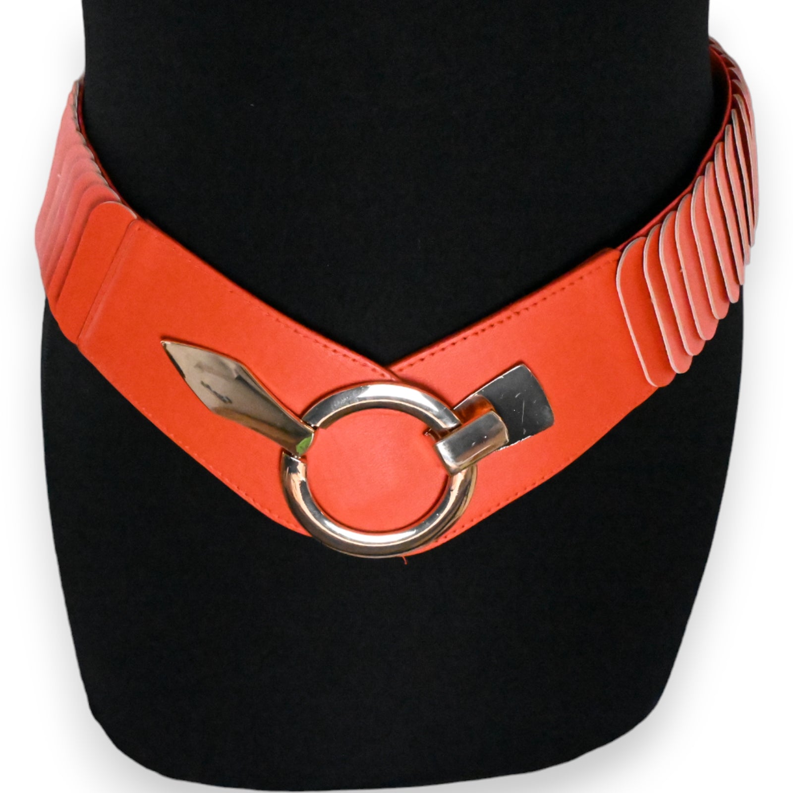 Ceinture synthétique élastique accordéon Orange vif