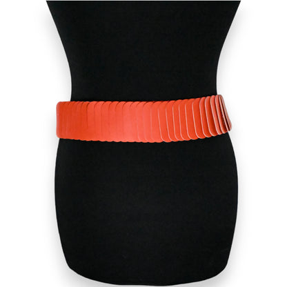 Ceinture synthétique élastique accordéon Orange vif