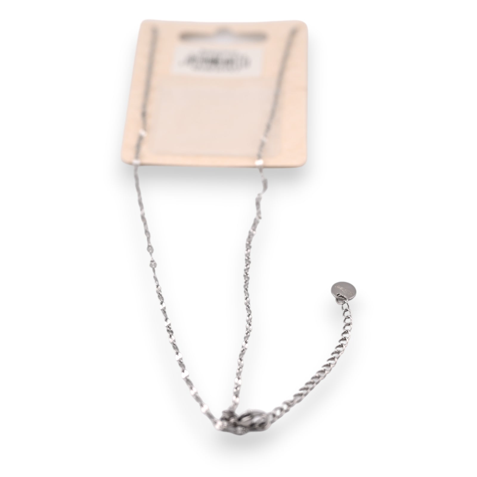 Collier acier argenté médaillon strass et étoile ajourée