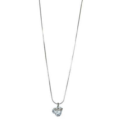 Collier fantaisie argenté coeur pierre transparente LOVE
