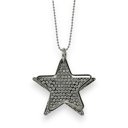 Collier fantaisie argenté étoile strass doublée