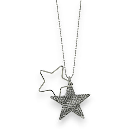 Collier fantaisie argenté étoile strass doublée