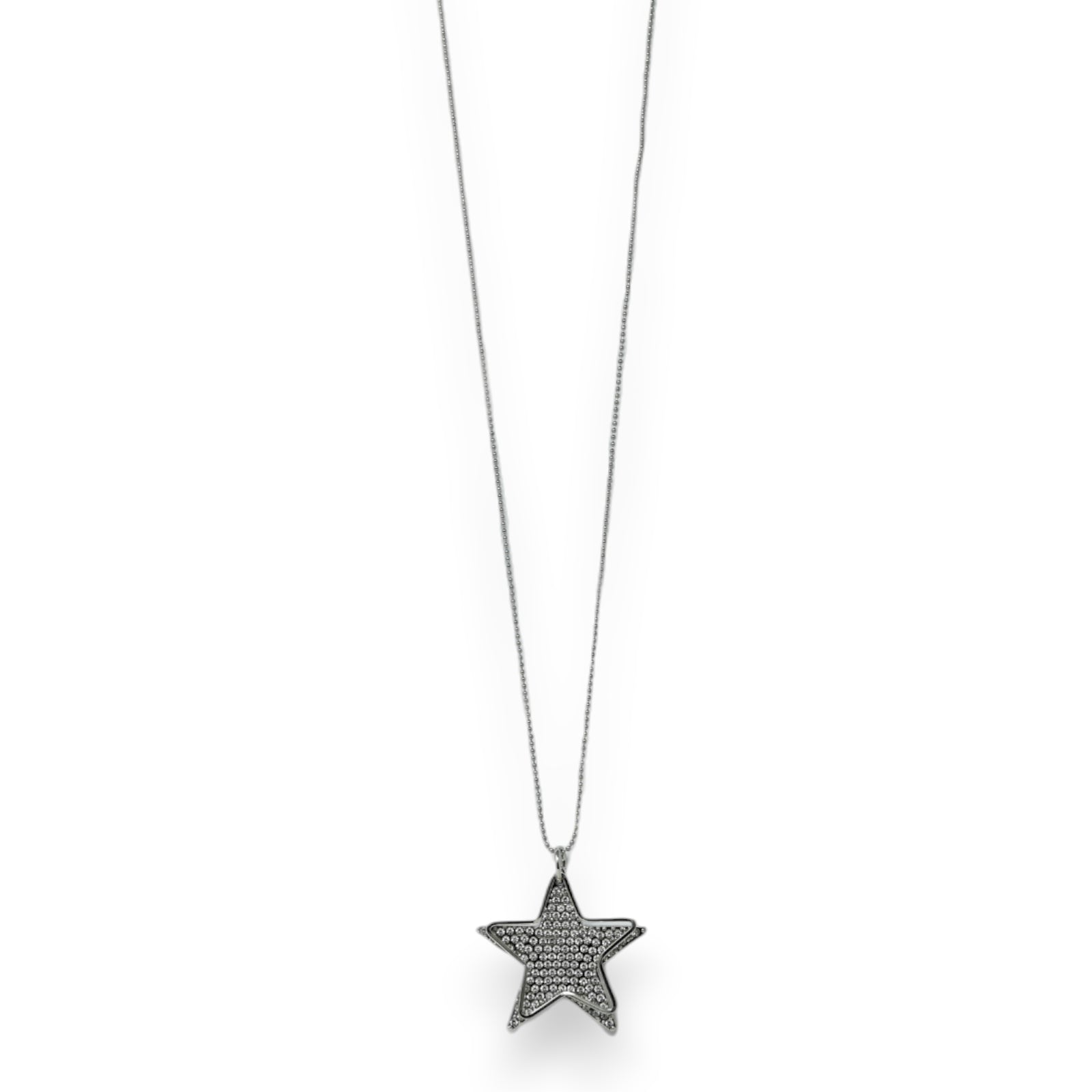 Collier fantaisie argenté étoile strass doublée