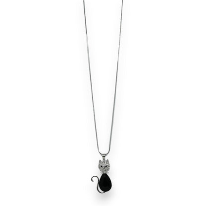 Collier fantaisie chat noir brillant