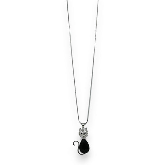 Collier fantaisie chat noir brillant