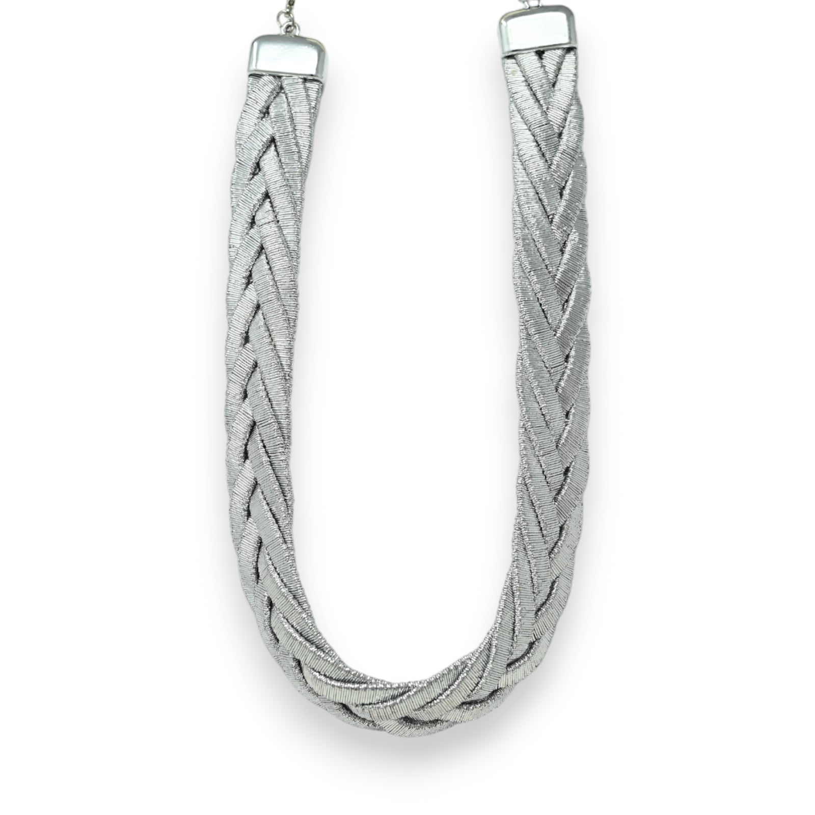 Collier fantaisie Cléopâtre tresse argenté