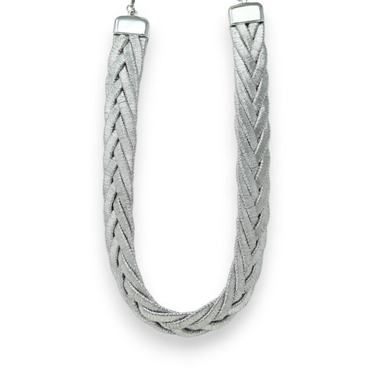 Collier fantaisie Cléopâtre tresse argenté
