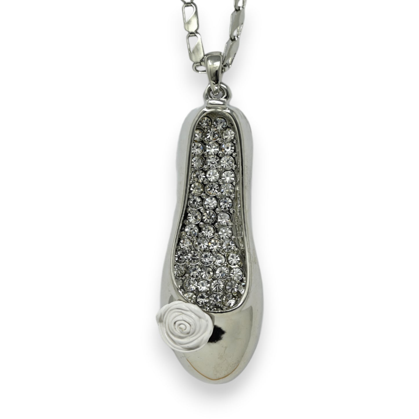 Collier long argenté ballerine danseuse