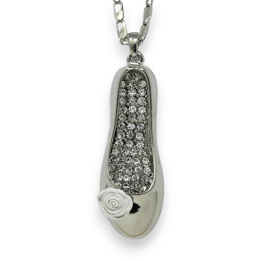 Collier long argenté ballerine danseuse