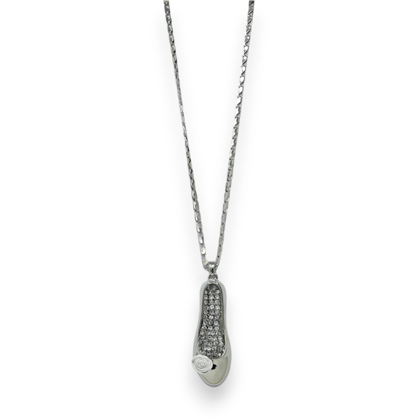 Collier long argenté ballerine danseuse