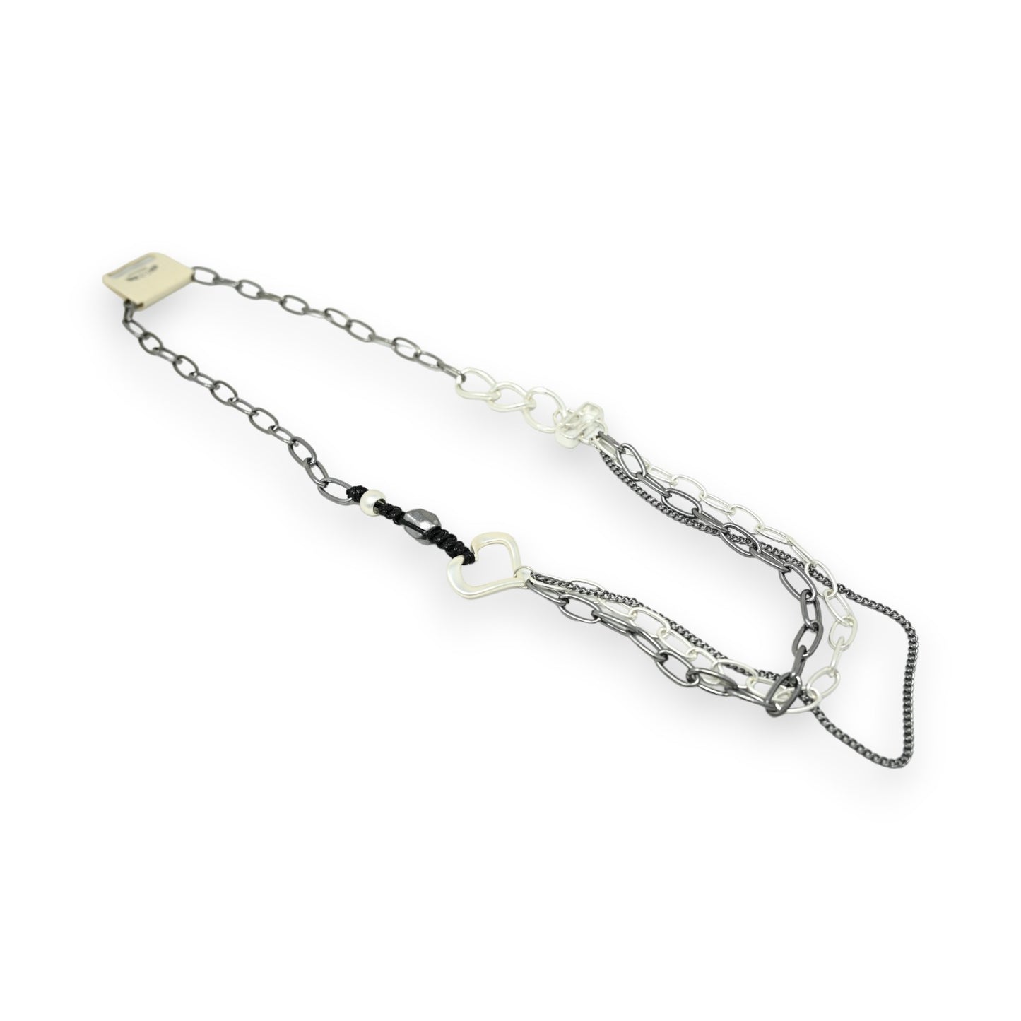 Collier sautoir chaine 2 couleurs coeur